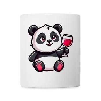 Süßer Panda Rotwein Cartoon - Tasse - Weiß - Vorne