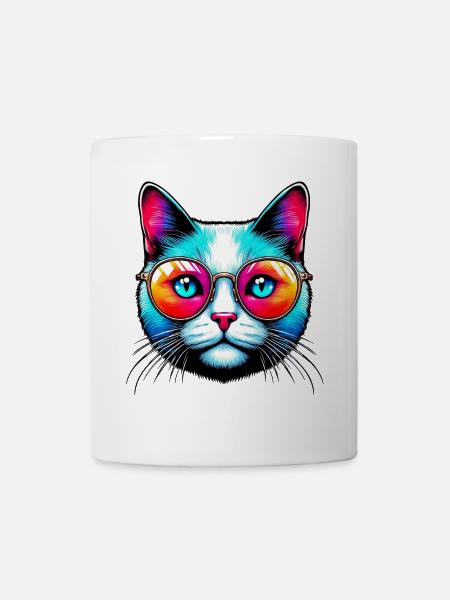 Kater mit Sonnenbrille - Tasse - Weiß