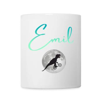 EMIL - Beautiful boy name with dinosaur - Mug - white - Front