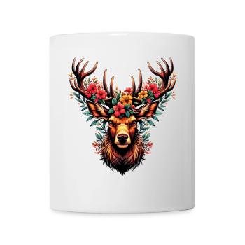 Cerf avec des fleurs - Mug blanc - blanc - Devant