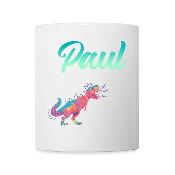 PAUL - Schöner Jungen Name mit Dinosaurier - Tasse - Weiß - Vorne