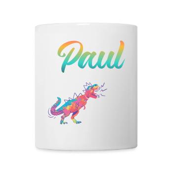 PAUL - Schöner Jungen Name mit Dinosaurier - Tasse - Weiß - Vorne