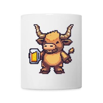 Stier Bier Pixel - Tasse - Weiß - Vorne