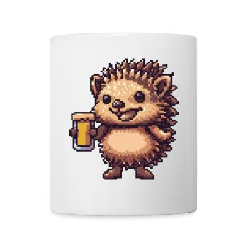 hérisson bière pixel - Mug blanc - blanc - Devant