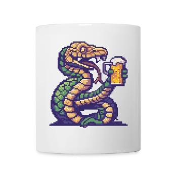 Schlange Kobra Bier Pixel - Tasse - Weiß - Vorne