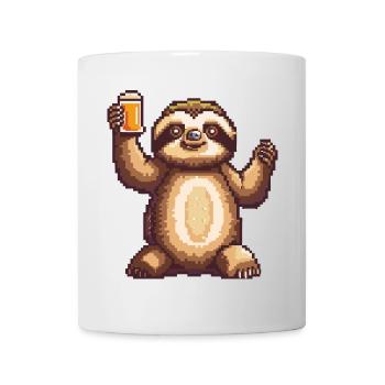 paresseux bière pixel - Mug blanc - blanc - Devant