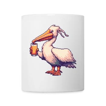 Pelican Bird Beer Pixel - Mug - white - Front