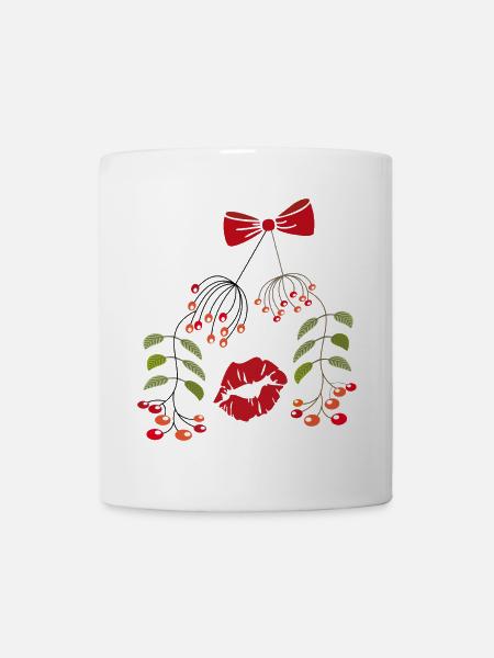 Kuss unter dem Mistelzweig, Weihnachten - Tasse - Weiß