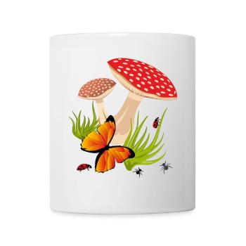 Toadstools, Butterfly - Mug - white - Front