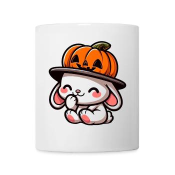 Halloween Hase Kürbis Süß Cartoon Oktober - Tasse - Weiß - Vorne