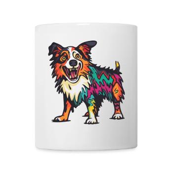 Border Collie Hund Halloween Comic Lustig - Tasse - Weiß - Vorne