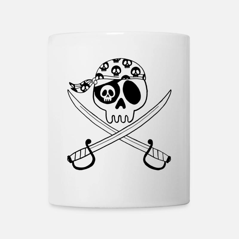 Tête de mort pirate (noir) - Mug blanc - blanc