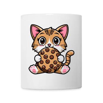 Bengal Cat Snacking Cookie Cartoon - Mug - white - Front
