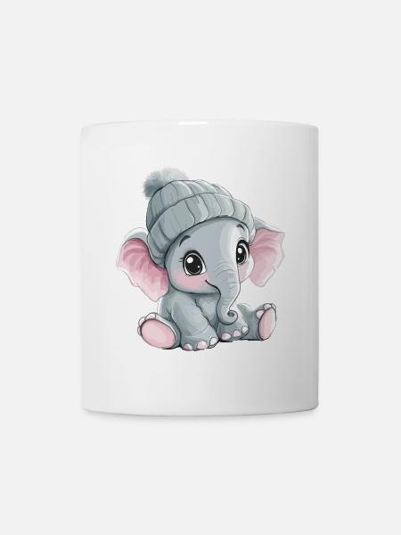 Elefant Süß Niedlich Baby Kinder Tier Cartoon - Tasse - Weiß