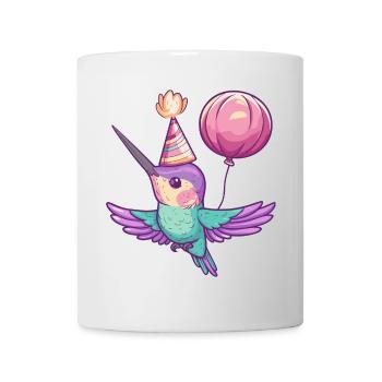 Kolibri Vogel Geburtstag Comic - Tasse - Weiß - Vorne
