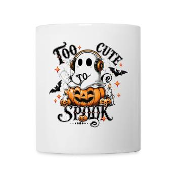 cool ghost with headphones on halloween pumpkin - Mug - white - Front