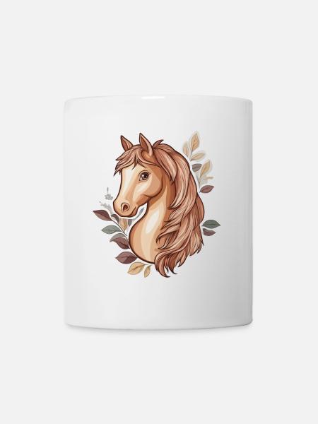 Pferd Herbstblätter - Tasse - Weiß