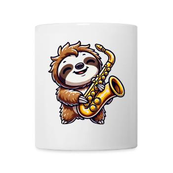 Faultier Saxophon Jazz Musiker Musikliebe - Tasse - Weiß - Vorne