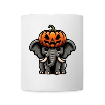 Lustiger Halloween Kürbis Elefant Oktober Herbst - Tasse - Weiß - Vorne