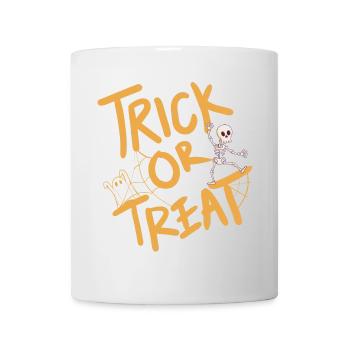 Creative Halloween design with pumpkin and skeleton - Mug - white - Front