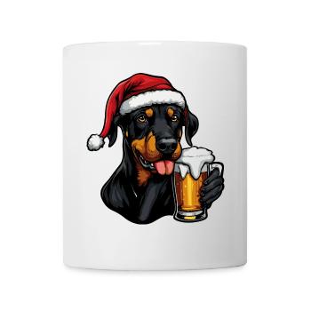 Dobermann Hund Weihnachten Bier - Tasse - Weiß - Vorne