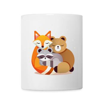 Schlafende Waldtiere – Fuchs, Bär und Waschbär - Tasse - Weiß - Vorne