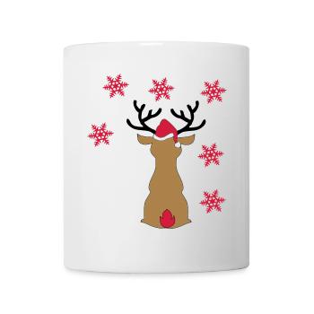 Sticker Reindeer in the snow for Christmas - Mug - white - Front