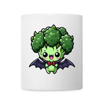 Süßer Halloween Brokkoli Vampir Cartoon - Tasse - Weiß - Vorne
