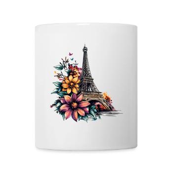 Paris, Tour Eiffel, France, City, Skyline, Fleurs - Mug blanc - blanc - Devant