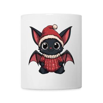 Fledermaus Weihnachten Comic - Tasse - Weiß - Vorne