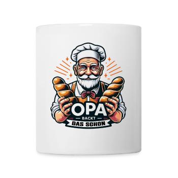 Opa backt das schon - Bäcker mit Broten - Tasse - Weiß - Vorne