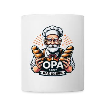 Opa backt das schon - Bäcker mit Broten - Tasse - Weiß - Vorne