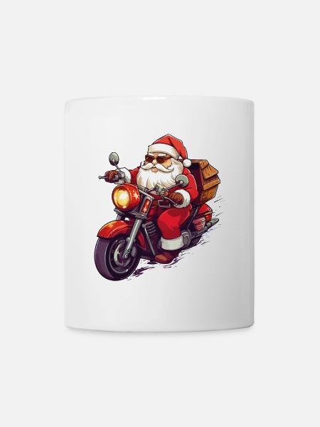 Weihnachtsmann Motorrad Sonnenbrille Weihnachten - Tasse - Weiß