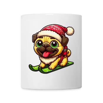 Mops auf Skiern Winterspaß Weihnachten - Tasse - Weiß - Vorne