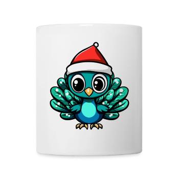Pfau Vogel Weihnachten Niedlich - Tasse - Weiß - Vorne