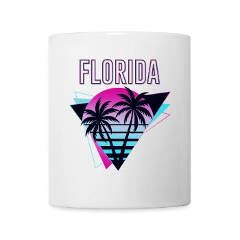 Florida USA Miami Amerika Sommer Palmen Neon Bunt - Tasse - Weiß - Vorne