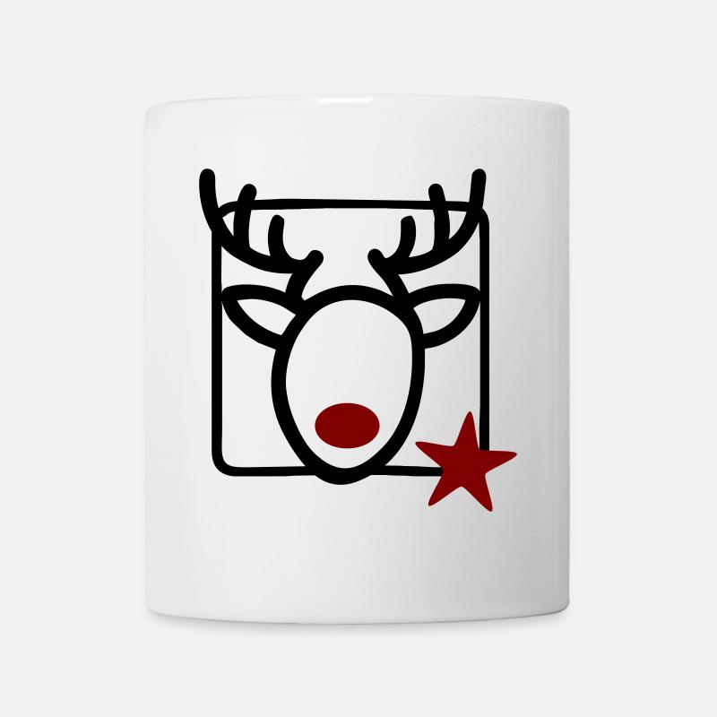 Rentier mit Stern und roter Nase - Tasse - Weiß