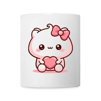 Kawaii Welpe mit Herz - Tasse - Weiß - Vorne