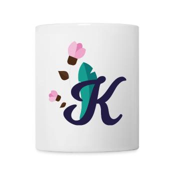 Elegant letter 'K' with flowers - Mug - white - Front