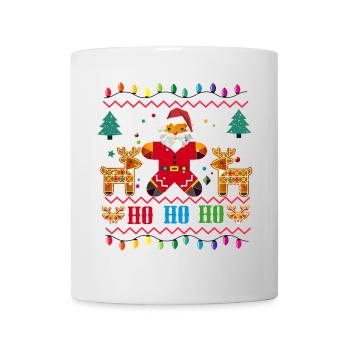 Ugly Christmas Sweater Design-Santa and Reindeer - Mug - white - Front