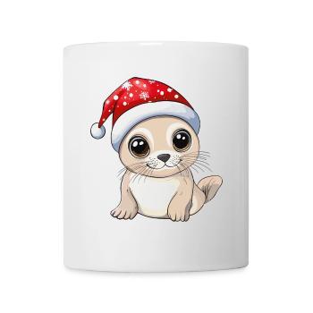 Robbe Weihnachten Süß Niedlich Xmas Weihnachtlich - Tasse - Weiß - Vorne