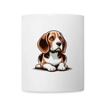 Liegender Beagle Hund - Tasse - Weiß - Vorne