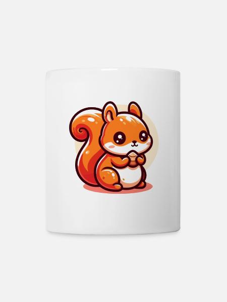 Süßes Eichhörnchen frisst einen Samen - Tasse - Weiß