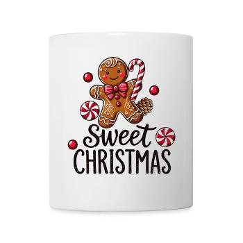 Cheerful gingerbread man with candy cane - Mug - white - Front