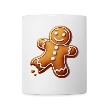 Lebkuchenmann mit Biss – Weihnachtliches Design - Tasse - Weiß - Vorne