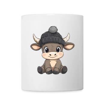 Stier Süß Niedlich Baby Kinder Tier Cartoon - Tasse - Weiß - Vorne