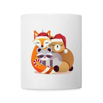 Waldtiere und Weihnachten - Fuchs,Waschbär und Bär - Tasse - Weiß - Vorne