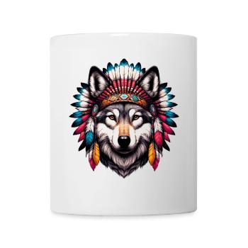Loup amérindien Peaux-rouges d’Amérique - Mug blanc - blanc - Devant