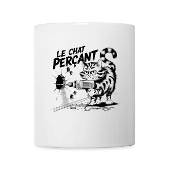 Jeu de mots Chat Persan / perçant Drôle - Mug blanc - blanc - Devant