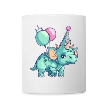 Dinosaure tricératops Bande dessinée d’anniversaire - Mug blanc - blanc - Devant